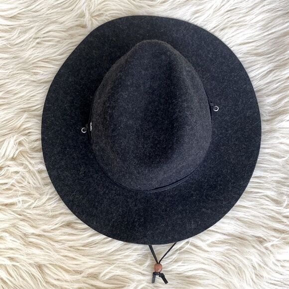 Coal Headwear Dark Gray and Black Leather Band Wool Fedora Hat sz L Western Boho main image 8